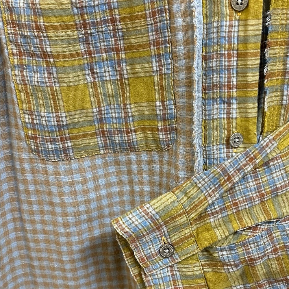Given Kale Women's Mixed-Plaid Long-Sleeved Boyfriend Shirt - Picture 4 of 10
